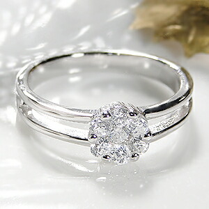 pt900【0.30ct】フラワー ダイヤモンド リング【送料無料】【刻印無料】【品質保証書付】【代引手数料無料】フラワーリング 0.3カラット 花 プラチナ ダイア 指輪 レディース プレゼント｜アトリエ　SAWA
