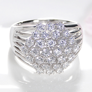 楽天市場】Pt900 スクエアモチーフ ダイヤモンド リング 【0.45ctUP