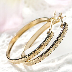 K18YG ダイヤカット フープピアス!18金 ピアス k18 フープ ゴールドピアス イエローゴールド ピアス 地金ピアス 簡単ピアス 人気 クリスマスプレゼント 送料無料 品質保証書 代引手数料無料 |アトリエ SAWA