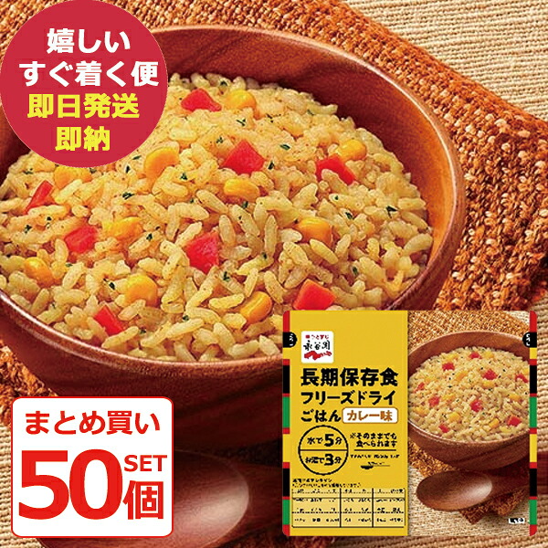 防災食 まとめ買い 50個セット 永谷園 長期保存用 フリーズドライ ご飯 カレー味 (即日発送)(賞味期限:2032年8月) 送料無料【 長期保存 】【_｜Gift HARE　［ギフトハレ］