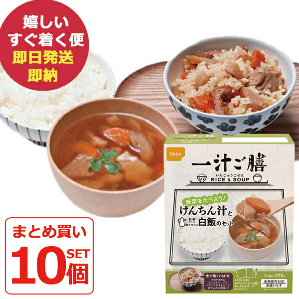 防災食 尾西食品 一汁ご膳 けんちん汁と白飯のセット 10食入 食器いらず アルファ米 (即日発送)(賞味期限:2029/10) 送料無料(北海道・沖縄を除く)【 長期保存 】【_