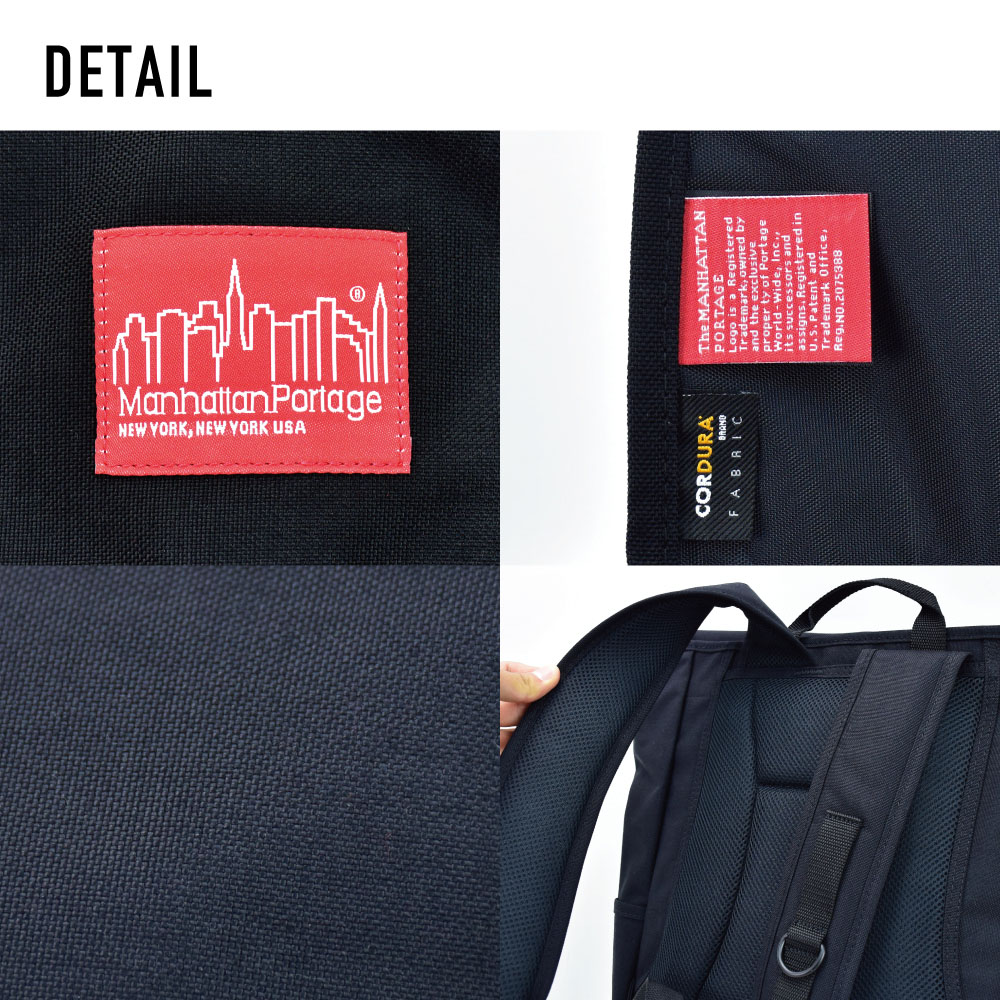 マンハッタンポーテージ リュック リュックサック フラップリュック 撥水 撥水 ナイロン 大容量 ロゴ かわいい ファスナー ポケットたくさん l 黒 コーデュラ 女子 男子 男女兼用 高校生 中学生 ユニセック レディース 女性 メンズ 男性 大人 大学生 かわいい