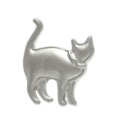 ラペルピン ブローチ K18ホワイトゴールド イエローゴールド ピンクゴールド ねこ ネコ ダイヤモンド ペット 動物 ピンバッジ ピンブローチ タックピン タイピン タイニーピン ネクタイピン 天然石 誕生石 18K ゴールド 金色 ホーニング 艶消し プレゼント ギフト お勧め