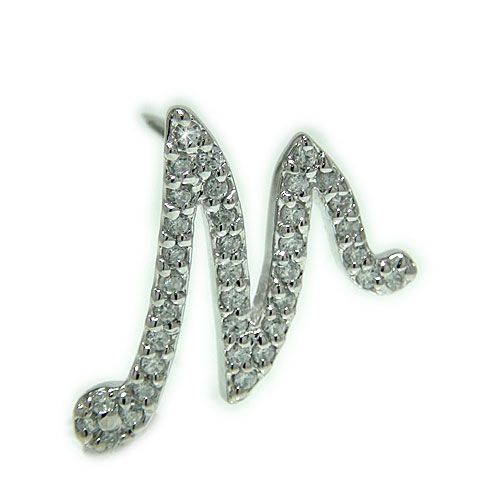 即日発送 K10ホワイトゴールド イエローゴールド ピンクゴールド ラペルピン M イニシャル アルファベット ローマ字 花文字 頭文字 ダイヤモンド ピンバッジ ピンブローチ ブローチ タックピン タイピン タイニーピン 天然石 誕生石 10k ゴールド プレゼント ギフト