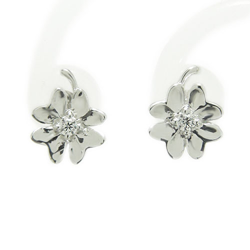 ピアス SVシルバー シルバーピアス スタッド キュービック ジルコニア 四つ葉 クローバー モチーフ 花 お花 フラワー 花びら シルバーピアス 可愛い 小さめ キャッチ 両耳用 クローバーピアス スタッドピアス フラワーピアス プレゼント ギフト 贈り物 お薦め 記念品 記念日｜ジュエリーSAYAKA
