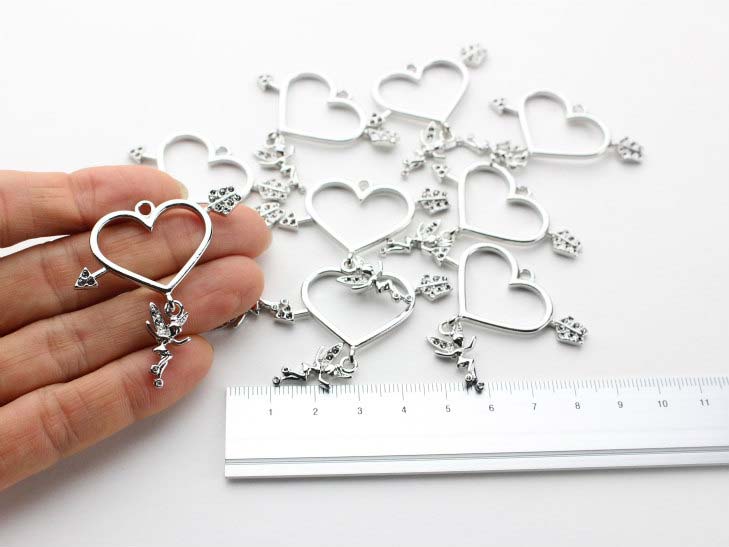 楽天市場 レジン空枠 妖精チャーム付ハート 約27 2x43 8mm シルバー 10個 天使の矢 レジン枠 キューピット アクセサリーパーツ ハンドメイド資材 まとめ買い アクセサリーパーツの店 紗や工房