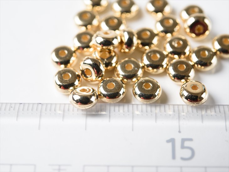 【楽天市場】スペーサー ビーズ 639KC 6mm ゴールド 25個 25ヶ 約0.6cm 1つ穴 楕円型 シンプル ロンデル CCB ビーズ