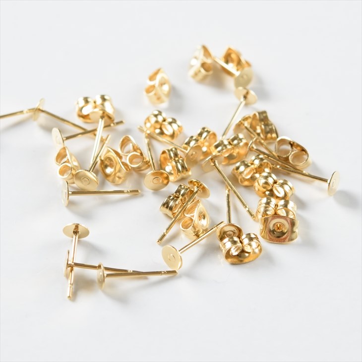サージカルステンレス 316L ピアスパーツ 卸 金属アレルギー対応 材料 ゴールド 12mm アクセサリー アレルギー対応 10ペア ポストピアス  ステンレス316L 問屋 ハンドメイド アクセサリーパーツ おすすめ キャッチ付 パーツ さや工房 ハンドメイドパーツ 約20個 4mm平皿付 ...