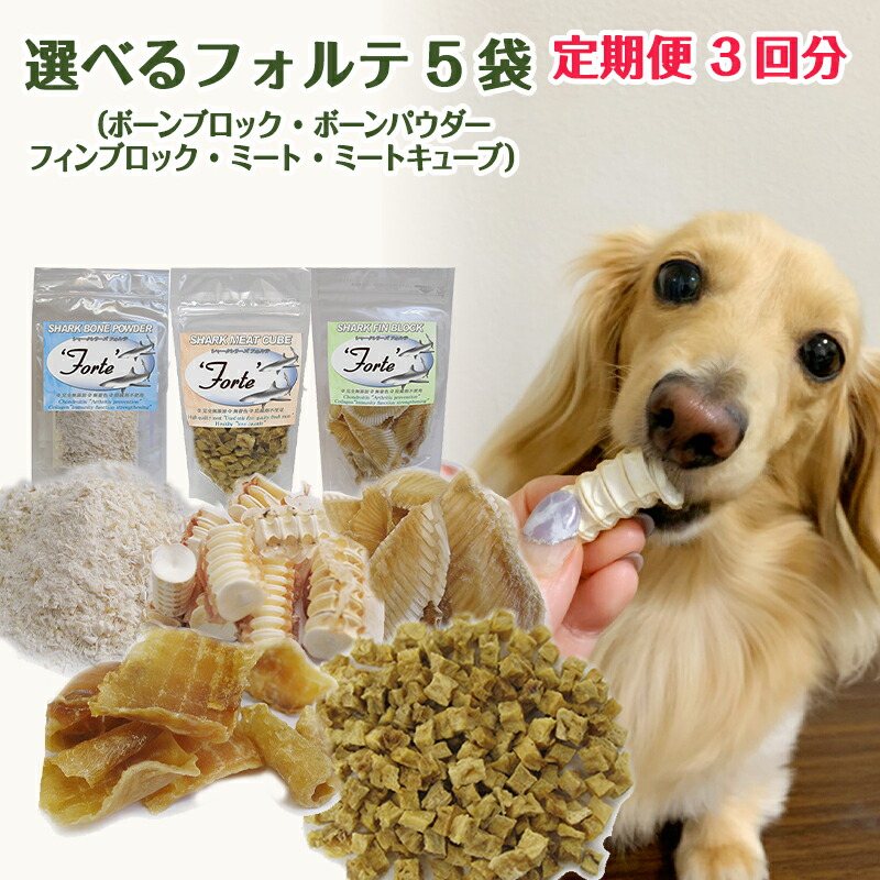 犬猫仔犬用 無着色 無添加 低カロリー 国産 ヨシキリザメ おやつ コンドロイチン おやつ 国産 国産 手づくり ふりかけ 完全無添加 犬 無添加 猫 魚 定期便3回分 最高級鮫 フォルテ シャーク シリーズ 選べる５種セット ヨシキリザメ コンドロイチン コラーゲン含