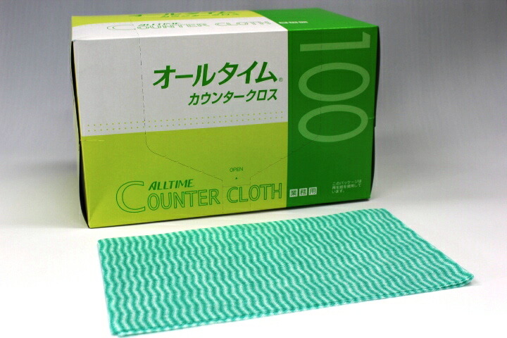 ＡＴカウンタークロスレギュラー 35×61ｃｍ FT-102緑であること(100枚×6箱)【入れもの買いもとめる特価】
