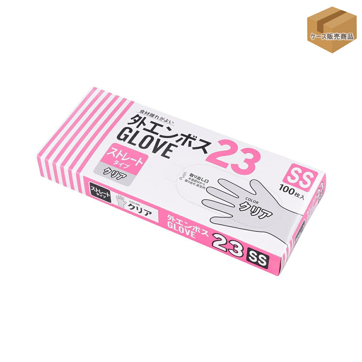 外エンボスＧＬＯＶＥ２３薄手　透明　ＳＳ　（１００枚×５０箱入）