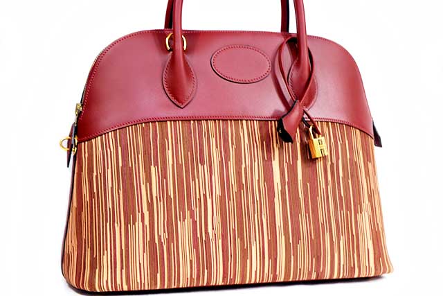 エルメス　HERMES　ボリード37　ルージュアッシュ×マルチカラー　ヴィブラート×ヴォーシャモニー　G金具　ゴールド金具　□F刻印　2002年製造　コンビネーション　本物　未使用　保管品　（ボリード35）ハンドバッグ　ワイン　ボルドー　コンビ　Rouge h　※ショルダー無し