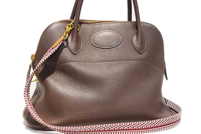 エルメス　HERMES　ボリード31　ダークブラウン　G金具　ゴールド金具　□M刻印　2009年製造　トリヨンクレマンス　こげ茶　茶系　本物　ランクA　31cm 　ボリード　ハンドバッグ｜ＳＢＢＴ