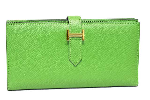 HERMES エルメス ベアンスフレ 財布 レザー A刻印 グリーン 箱付き 名東】【HERMES】エルメス ベアン クラシック ボックスカーフ