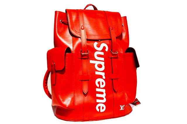LOUIS VUITTON  ルイヴィトン×シュプリーム  Supreme 共同研究 クリストファーPM  うしろ側容器に並べる  M5344 Vuitton christopher backpack 背嚢 エピ 赤白  赤いこと LV 本物 未当て嵌める見せびらかす品