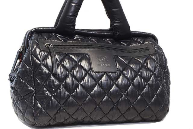 シャネル CHANEL コココクーン ボストンバッグ 黒 黒いこと ナイロン S金具 しろがね色金具 CC見澄ます ココマーク 本物 未当て嵌める 庫入れ品 見せびらかす品 豆の町