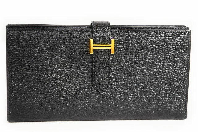 ⭐️ 極美品 エルメス ベアン 二つ折り 長財布 ブラック エプソン 鑑定済 ⭐️ 極美品 エルメス ベアン 二つ折り 長財布 ブラック