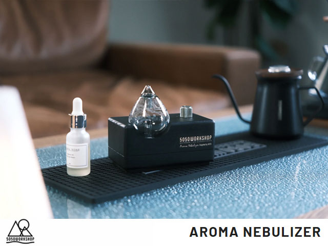 5050WORKSHOP AROMA NEBULIZER 異臭 ネブライザー アロマディフューザー 瑠璃 揮発油 空気圧 申し受ける式 アウトドア 持っていく 車中泊 噴霧 タイマーとり備える リチウムイオン乾電池 フィフティフィフティワークショップ
