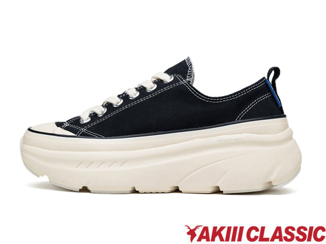 国内置き目品 アキクラシック AKIII CLASSIC ECOVERY COTTON LOW リカバリー 綿織物 置き目 スニーカー BLACK 黒いこと 黒 ダッドシューズ チャン足懸かり レディース 厚底 韓国発 AKC-0039 BLK 吉木千沙都 ちぃぽぽ