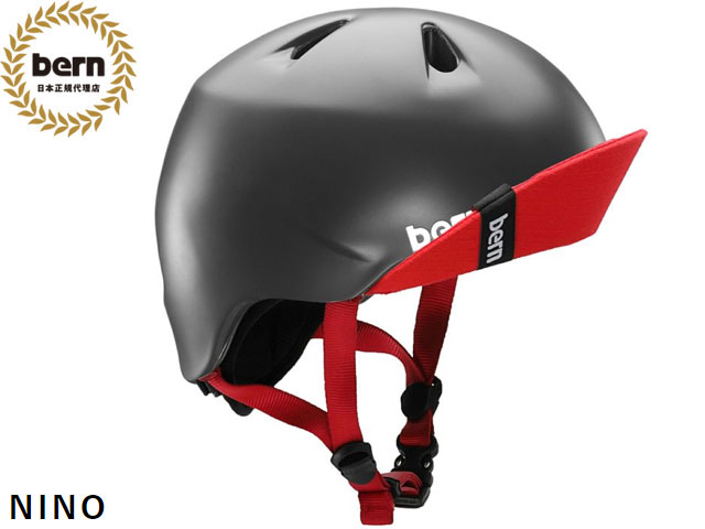 国内正規品 バーン bern NINO ニノ ニーノ MATTE BLACK RED VISOR マットブラック レッド バイザー 黒 赤 自転車 スケートボード BMX ピスト ヘルメット キッズ 子供 スノーボード｜SBC店