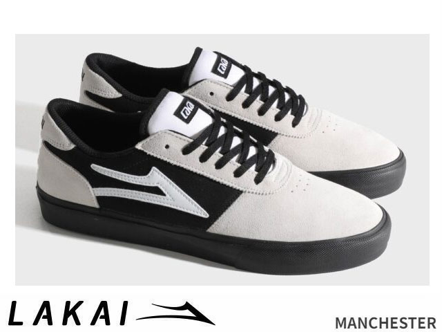 国内正規品 Lakai MANCHESTER WHITE SUEDE BLACK BLACK マンチェスター ホワイト スエード ブラック ブラック スカイ ラカイ スケート SKATE スニーカー XLKカップソール DELUXLITEインソール｜SBC店