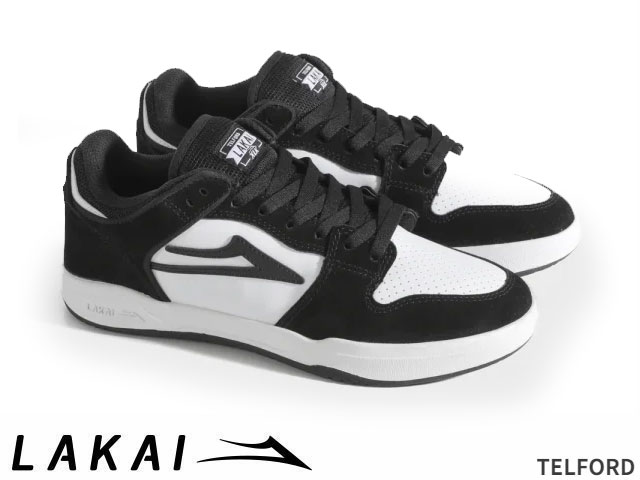 国内正規品 Lakai テルフォード ロー TELFORD LO BLACK/WHITE ブラック/ホワイト レザー スエード ラカイ スケート SKATE スニーカー XLKカップソール  OSLK25FA1TE