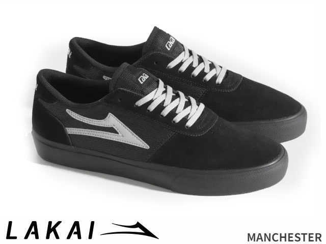 国内正規品 Lakai MANCHESTER BLACK/BLACK SUEDE マンチェスター ブラック/ブラック スエード ラカイ スケート SKATE スニーカー XLKカップソール  DELUXLITEインソール OSLK25FA7MA