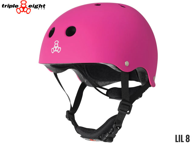 国内定め事品 トリプル八つ triple eight T8 LIL 8 YOUTH HELMET リトル八つ 若い者 NEON PINK RUBBER ネオン さくら色 天然ゴム 銀輪 滑るゲーム盤 BMX ピスト 安全帽 キッズ ちびっ子 スノーボード 頭 保護すること SKATEBOARD