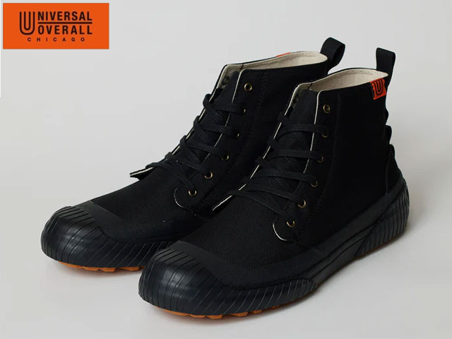 国内置き目品 UNIVERSAL OVERALL ユニバーサル 厚地の外套櫂 UO14 BLACK 黒いこと 黒 ブーツ シューズ スニーカー メンズ レディース 撥水 アウトドア お祭り shoes footwear sneaker 細工物シューズ