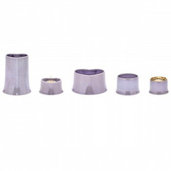 有田焼 5点セット 花立 灯立 香炉 茶湯器 仏器 ANGERS アンジェ 32Q9004j00072 ハート アイリス モチーフ 日本製 陶磁器 リバーシブル 芯 お供え 仏壇 仏具 インテリア