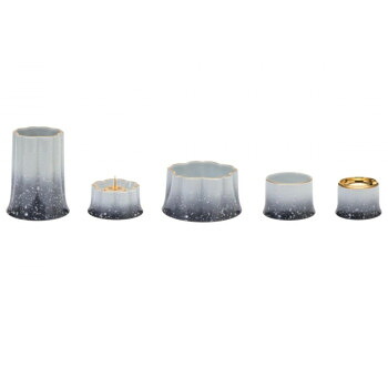 有田焼 5点仕掛ける ANGERS アンジェ 花立 灯立 香炉 茶湯器 仏器 日本製 さくら 黒いこと 32Q8000100072 727g お供え 仏壇 仏具 和風 室内装飾