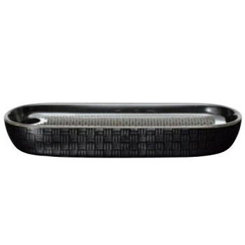 線香皿 有田焼 日本製 篭 市松模様 寝かせる ブラック 陶磁器 ステンレス網 53x136x20mm 122g 伝統 シンプル お供え 仏壇