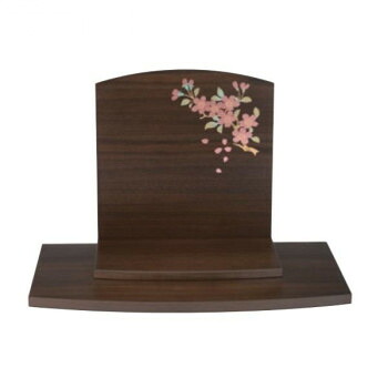 仏壇 ステージ型 コンパクト 由里夏 ステージII ウォールナット色 蒔絵 桜 32M100d15x032 日本製 MDF 薄板 ウレタン リビング 寝室 背板差し込み式|SBN21
