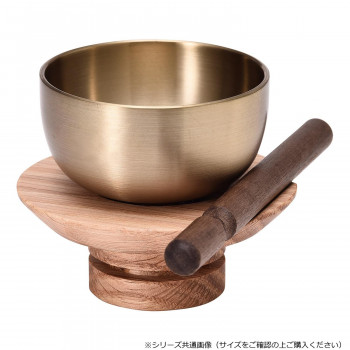 りん台 セット 涼月 日本製 木製 りん1.5寸 オーク 無垢材 真鍮りん 丸型 クッション付き お返し 仏壇 仏具 神具 セット内容 りん りん台 りん棒｜ＳＢＮ２１