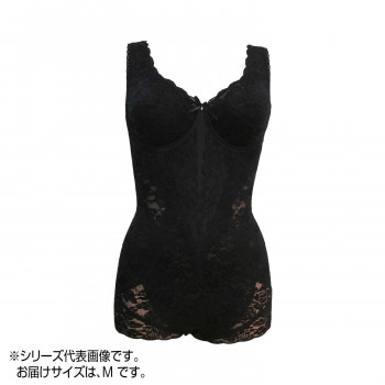 TAMURA Yauco 総レース ボディスーツ TYN90 補正下着 多機能 シェイプウェア 美脚 美しい 快適 フィット感 秋冬 レディース ブラック M-TYN90-016-M