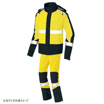 アイトス レインウエア 雨具 レインウェア 防水 透湿 防寒着 作業服 FS-1110 男女兼用 防風 ワークウェア ベンチレーション 反射テープ 視認性 高い イエロー&times;ブラック L 56206｜ＳＢＮ２１