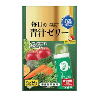 新日配日本製青汁ジェリー ナノ型乳酸菌500億個組みあわせる 国産蔬菜7類概念 アップル味 突っ支い棒手合い 30個入 10g×14包×30入