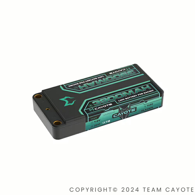 CAYOTE　レーシングリポバッテリー 3900mAh ,145C ,2S1P ,7.6V Lihv,29.64Wh / CYE392S145