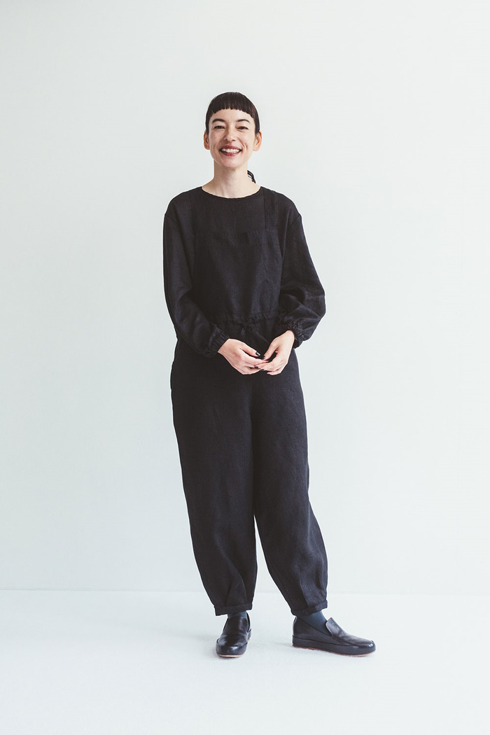 フォグリネンワーク　カタリナ　オールインワン ブラック　ワンウォッシュ加工 fog linen work(フォグリネンワーク) 【2020ss新作】カタリナ