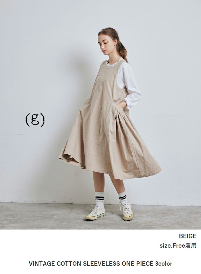 g) グラムVINTAGE COTTON SLEEVELESS ONE PIECE 3colormade in Japan g