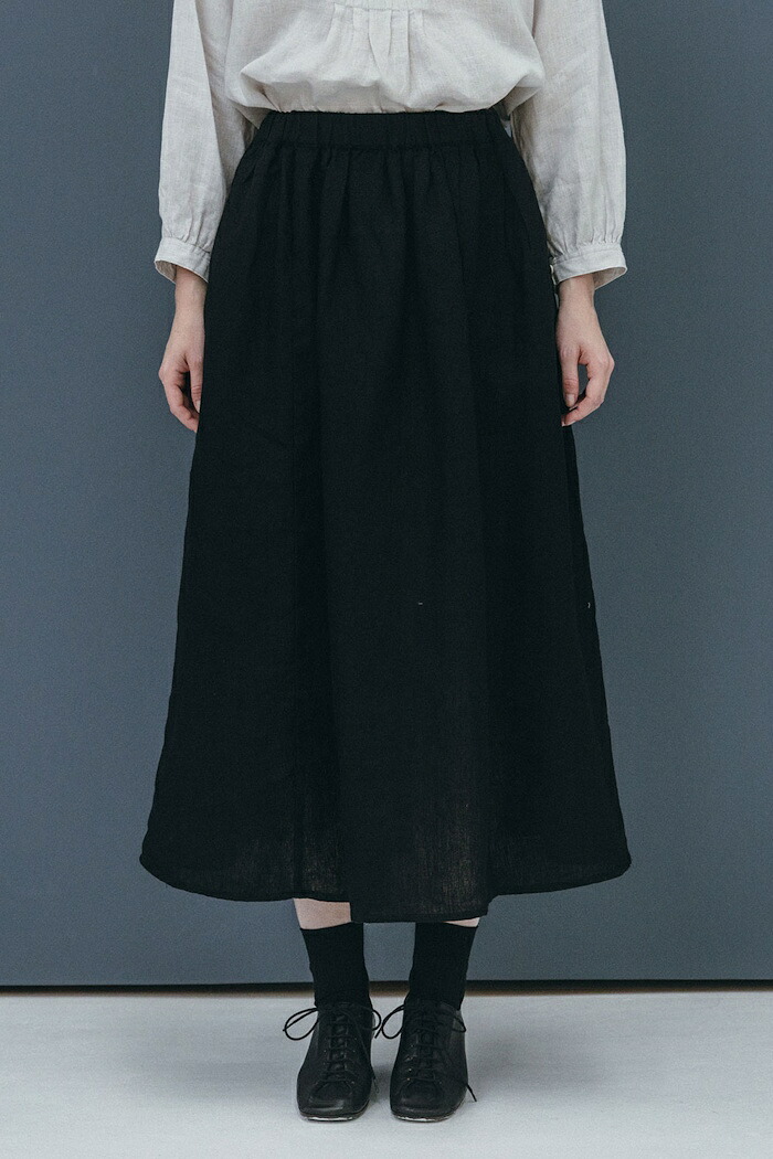 『レビューでソックスもらえる！』【即日発送／送料無料】fog linen work(フォグリネンワーク) ベス スカート ブラック LWC018-17　 【 北海道も送料無料 】
