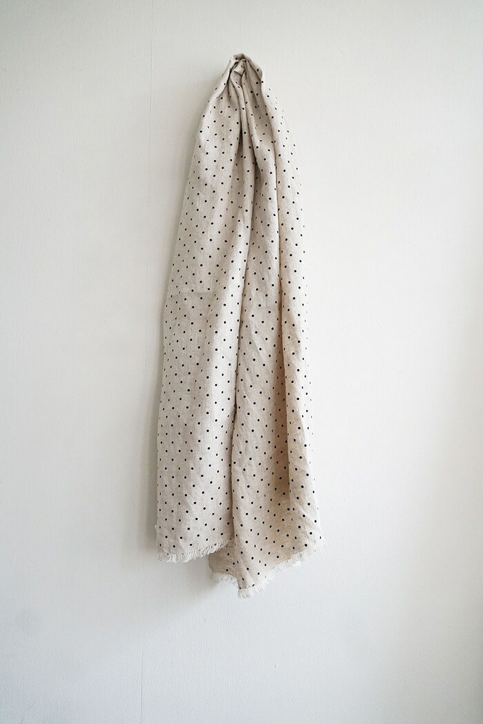 【送料無料】fog linen work(フォグリネンワーク)トゥズ　フリンジスカーフ　イーサンLWS231-NDOT【 北海道も送料無料 】｜ＳＣＡＭＰ　ＣＬＯＴＨＩＮＧ