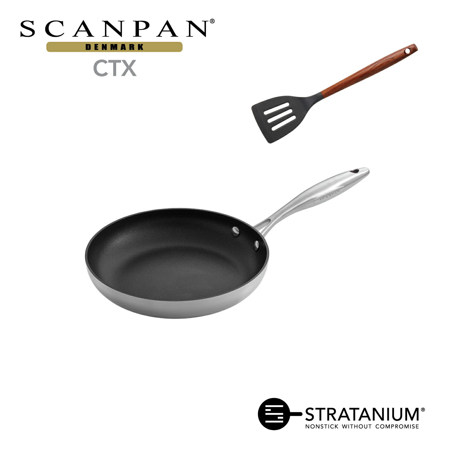 ★期間限定シリコンフライ返しプレゼント★【メーカー公式】スキャンパン CTXシリーズ フライパン 24cm IH対応 SCANPAN 24センチ ih ステンレス アルミ 浅型 オーブン対応 pfoaフリー 安全なフライパン STRATANIUM