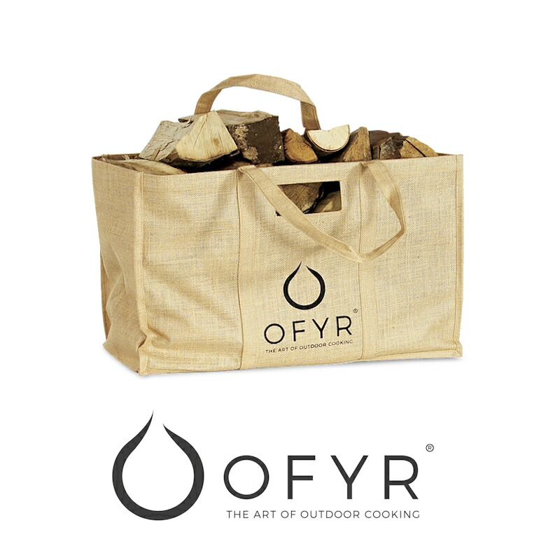 OFYR ロゴタイプうしろ側 | オフィア 手提げ 鞄 薪入れうしろ側 72L firewood log wood bag 膳立て手道具入れ 薪蔵入り 薪持ちはこび BBQ 丸焼き アウトドア煮炊き 露天膳立て 鉄板 お皿 大衆食堂 焼肉 直火 炭火 難民キャンプ 薪入れ 今めかしい ジュート