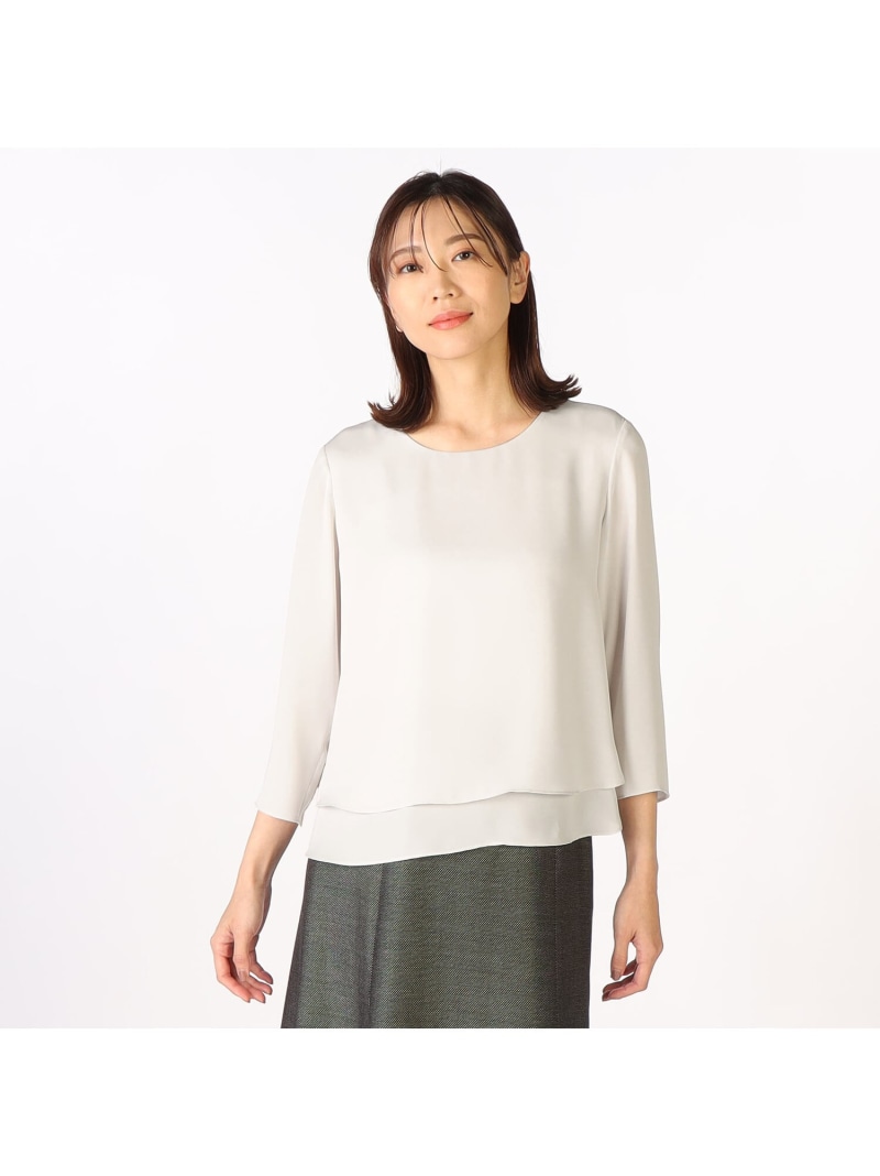 ドレープサテンブラウス KEITH キース トップス シャツ・ブラウス ネイビー グレー ホワイト【送料無料】[ Fashion]｜スキャパ／キース
