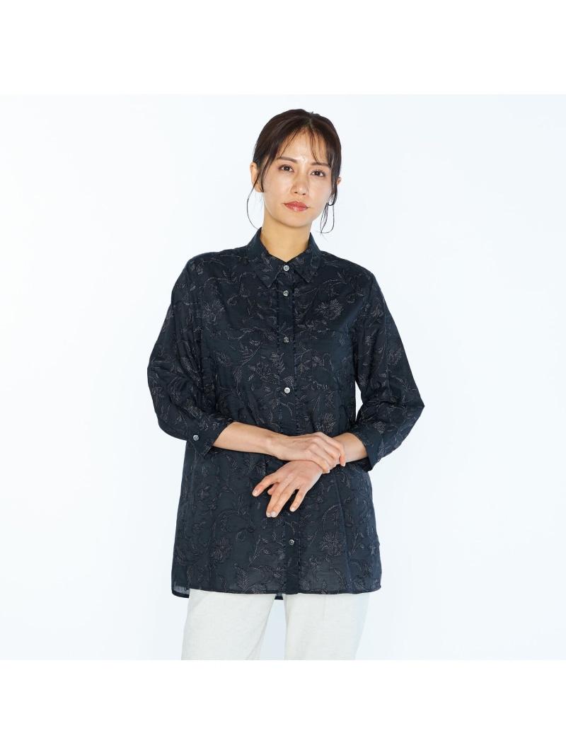 【SALE／48%OFF】フラワーエンブロイダリーブラウス SCAPA スキャパ トップス シャツ・ブラウス ネイビー ホワイト【RBA_E】【送料無料】[ Fashion]