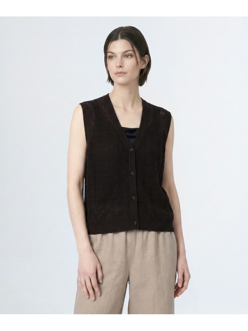 ボヘミアンレースベストニット SCAPA スキャパ トップス ニット ベージュ【送料無料】[ Fashion]｜スキャパ／キース