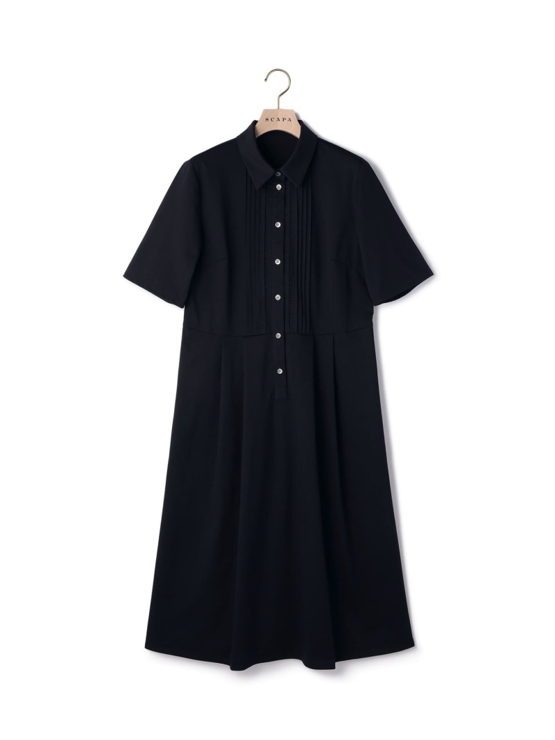 コットントリコットワンピース SCAPA スキャパ ワンピース・ドレス ドレス グリーン ネイビー【送料無料】[ Fashion]