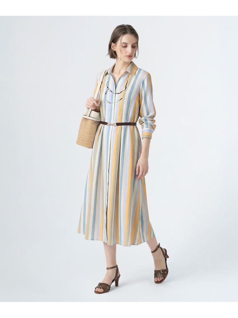 スタイリッシュストライプワンピース SCAPA スキャパ ワンピース・ドレス ドレス グリーン【送料無料】[ Fashion] 52,140円