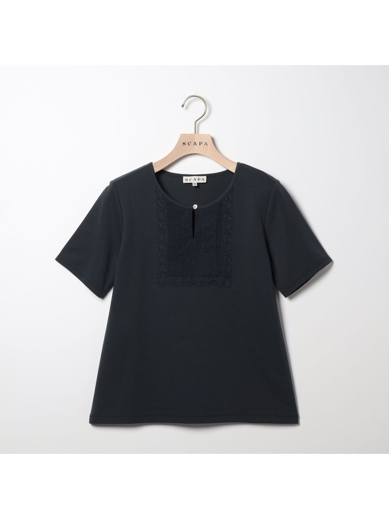 【SALE／51%OFF】エンブロコンビジャージプルオーバーカットソー SCAPA スキャパ トップス カットソー・Tシャツ グレー ホワイト ネイビー【RBA_E】【送料無料】[ Fashion]